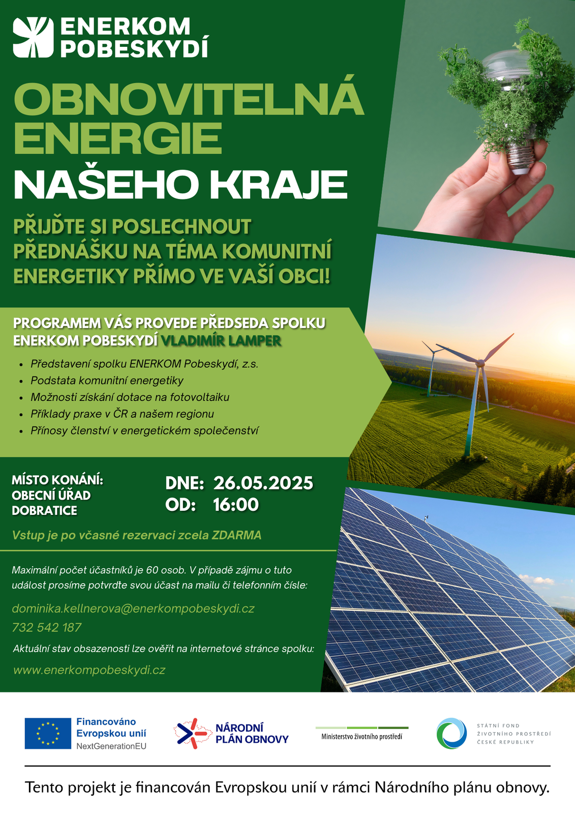 ENERKOM POBESKYDÍ- beseda obnovitelná energie našeho kraje 26.5.2025, klubnovna OÚ